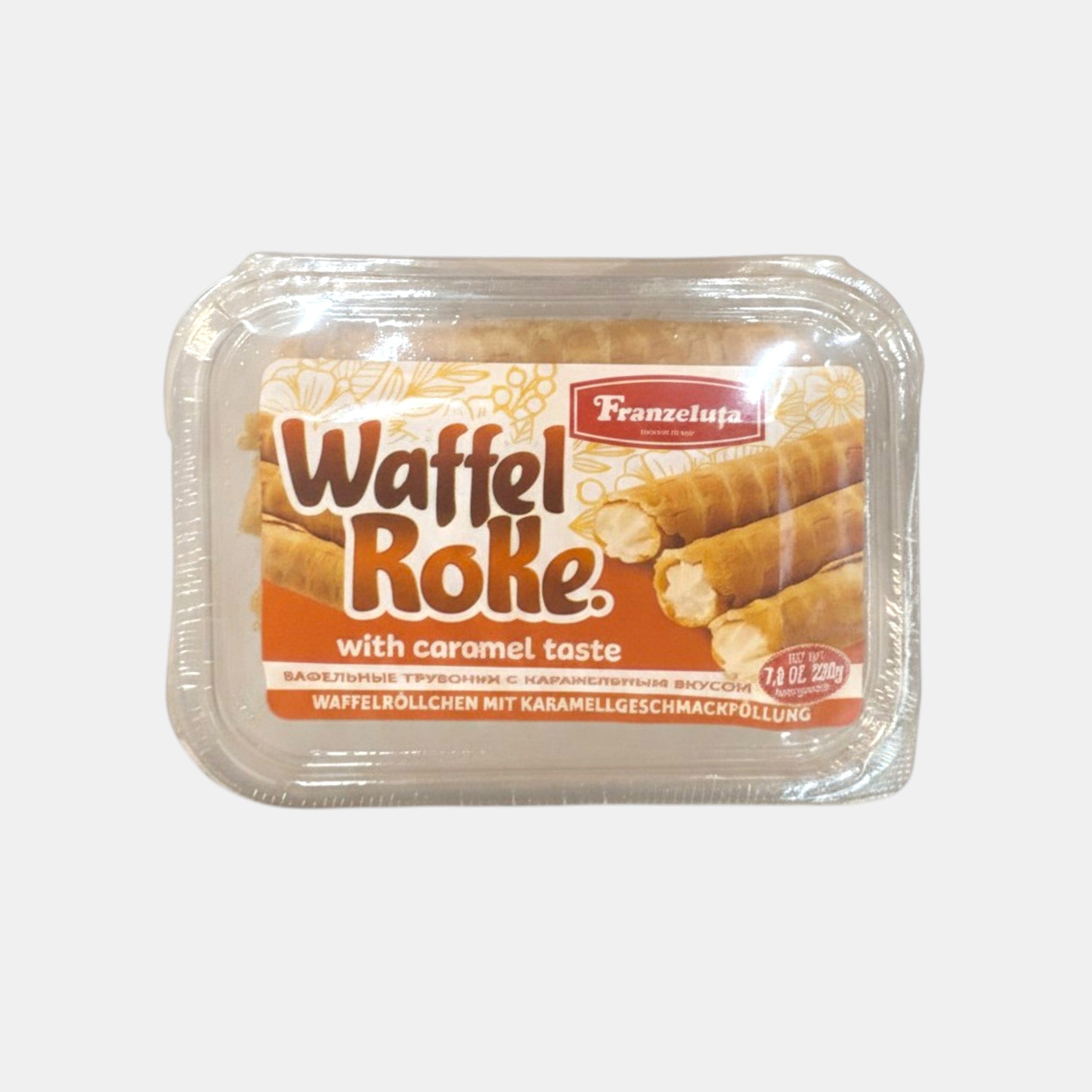 Rouleaux gaufrés au goût caramel, "Franzeluta", 220 g