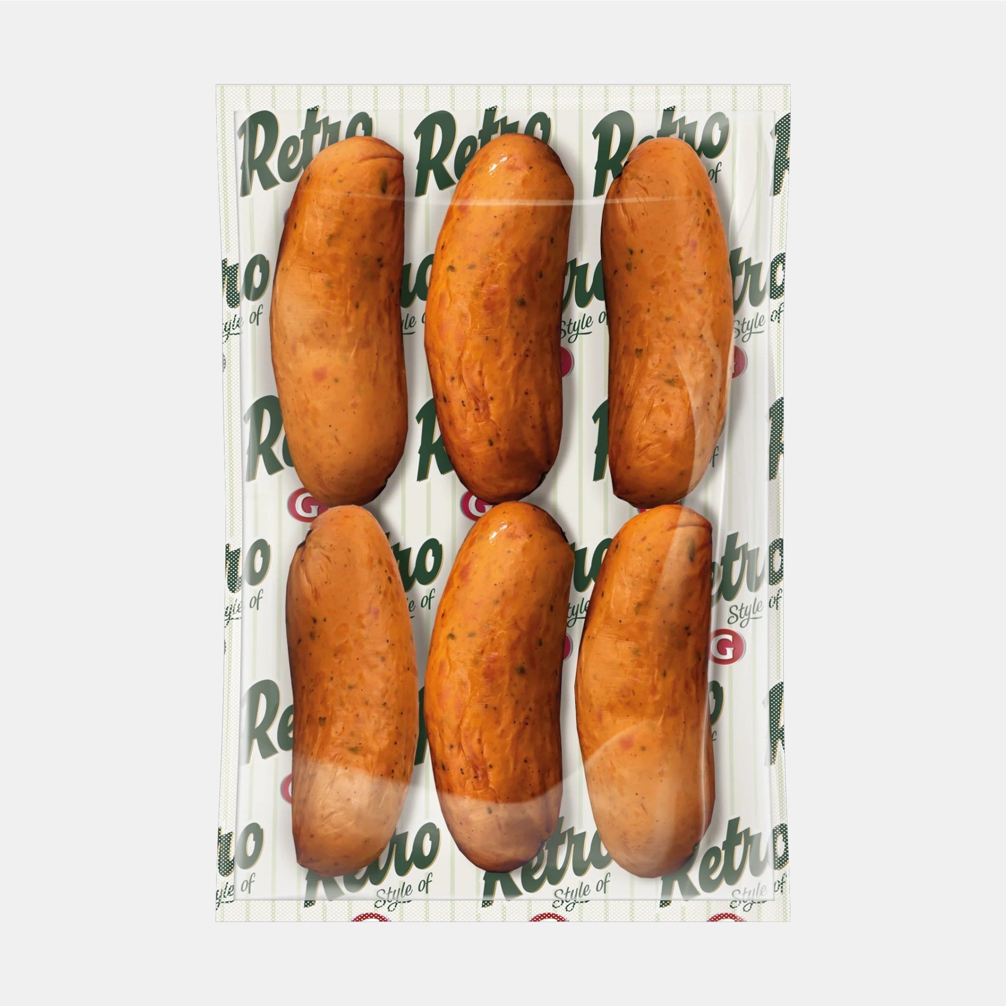 Saucisses Retro 550 g — charcuterie fumée traditionnelle d'Europe de l'Est, vue de face