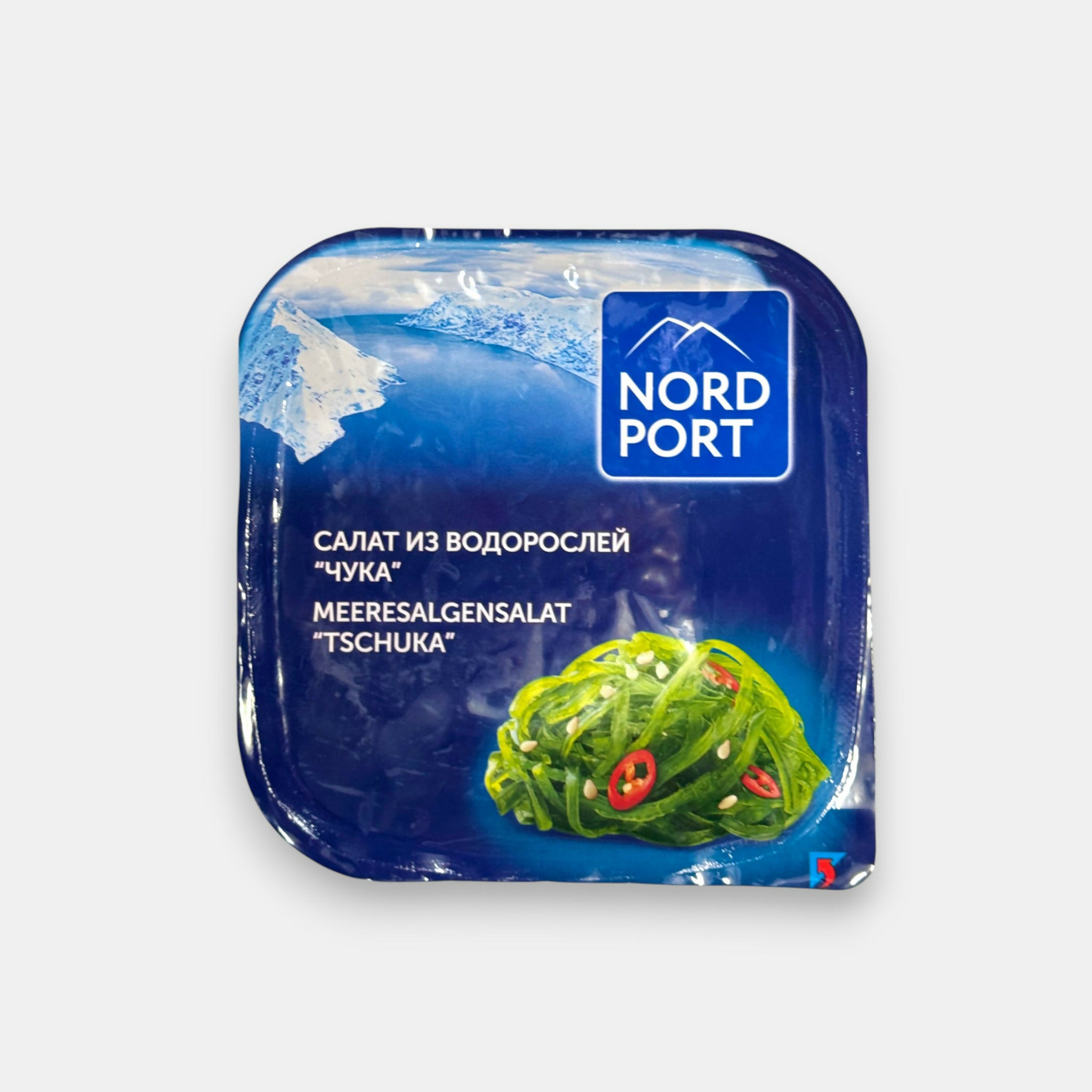 Barquette de salade d’algues Chuka Nord Port, 150 g — algues vertes assaisonnées à la sauce sésame, saveur asiatique authentique. Livraison rapide à Paris sur Pomo.bio.