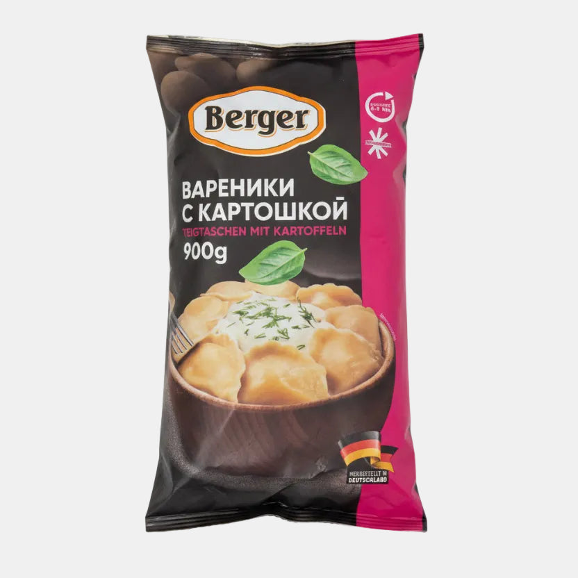 Paquet de vareniki aux pommes de terre Berger 900 g, produits d'Europe de l'Est