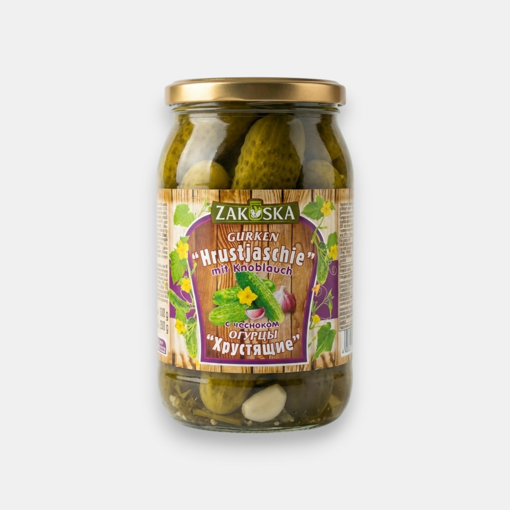 Bocal de concombres marinés à l’ail Zakuska, cornichons croquants aux herbes, spécialité d’Europe de l’Est, disponible sur Pomo.bio, livraison rapide à Paris