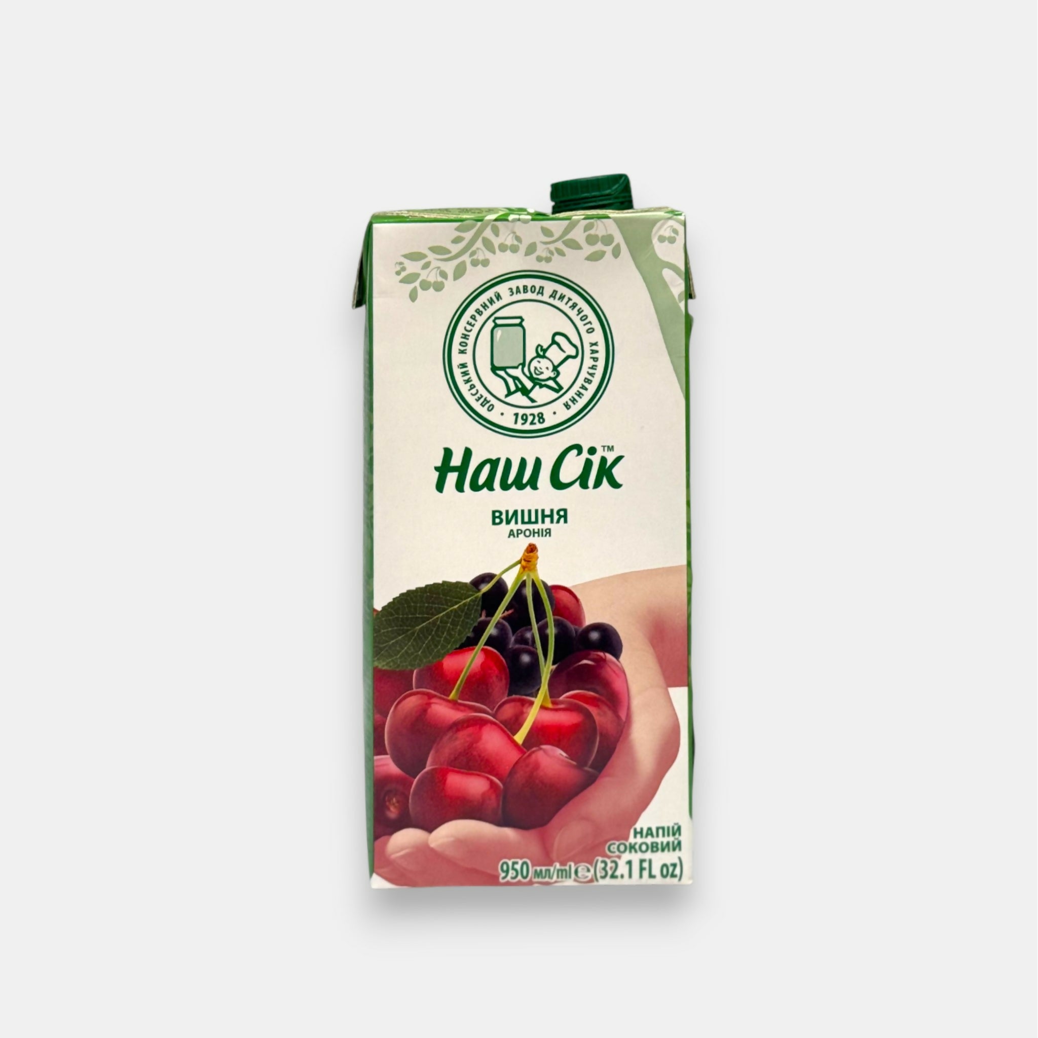 Brique de jus de cerise «Nash Sok», 950 ml — jus riche et fruité au goût naturel de cerise mûre. Idéal pour toute la famille. Livraison rapide à Paris sur Pomo.bio.